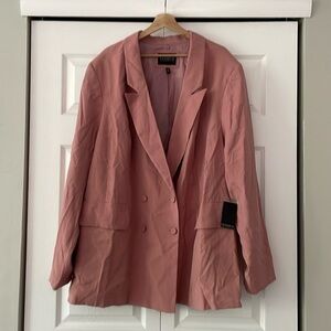Eloquii double breasted blush pink blazer